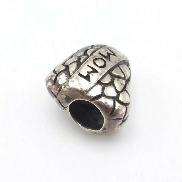 Heart Shaped Charm Bead Sterling Silver Mom Bracelet Charms Bead - Picture 3 of 7